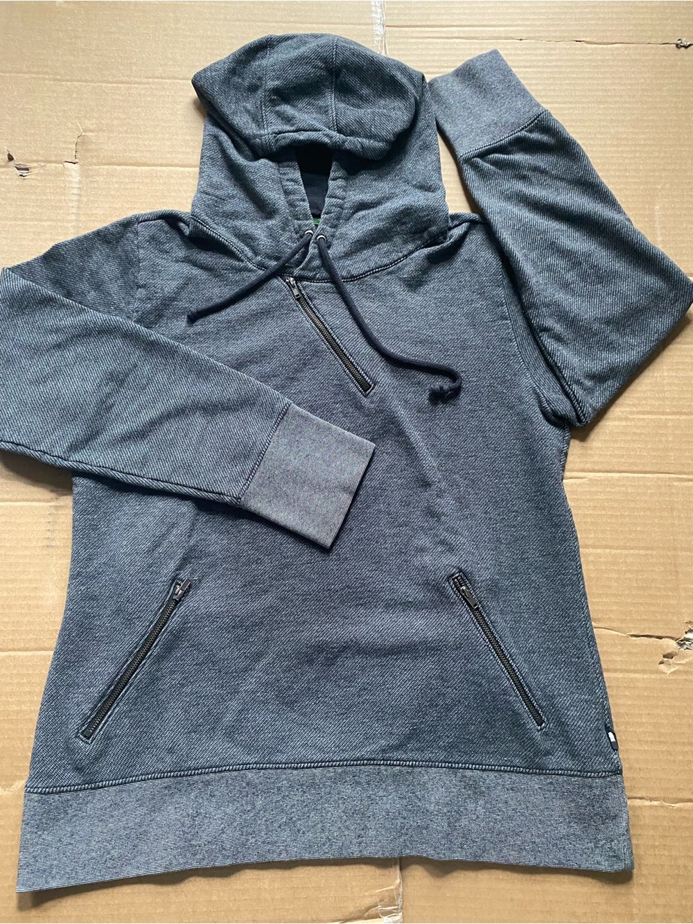 Brooklyn Industries Gray Hooded Sweatshirt with Lime Green Logo Accents
